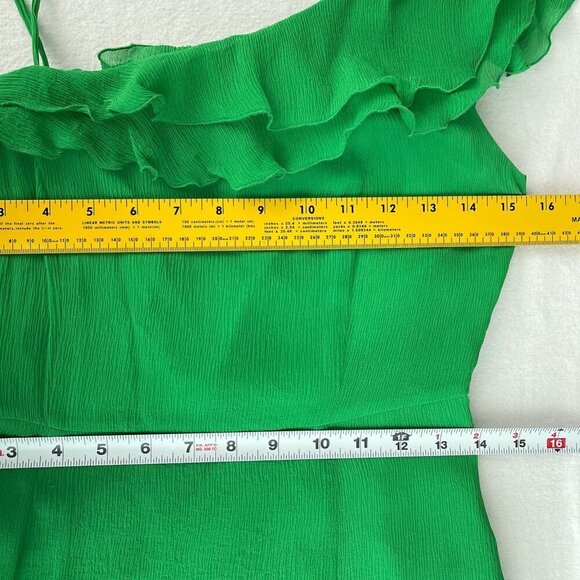 Armani Exchange Silk Green One-Shoulder Fit & Flare Ruffle Sundress Women 2 - Picture 12 of 16